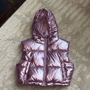 Angel Cult Metallic Lilac Quilted Puffer Hooded Vest M